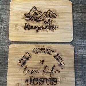 Set of 2:  Engraved Bamboo cutting boards — 'Waysmaker' & 'Love Like Jesus'